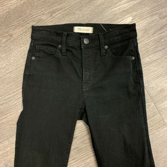 Madewell 9" Mid Rise Skinny Jeans Women 24 x 28 Tall ISKO Stay Black Raw Hem - Picture 6 of 12
